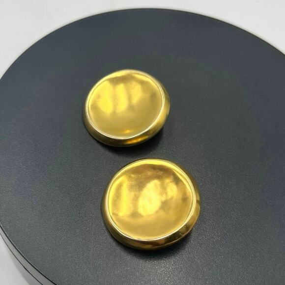 Robert Lee Morris Designer Signed Vintage Gold Tone Round Dome Clip-On Earrings - Picture 3 of 15